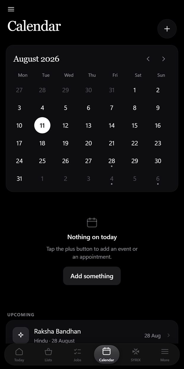 Kohli — month calendar
