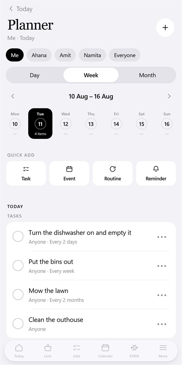 Kohli planner screen in light mode